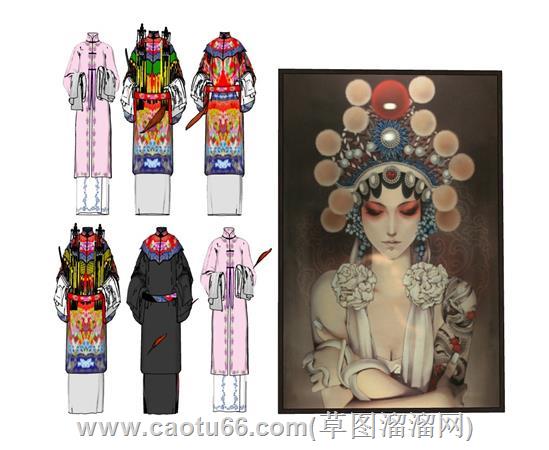 京剧戏服的su模型