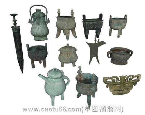 汉代古物青铜器文物su模型