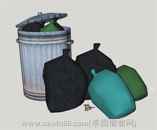 垃圾套垃圾桶垃圾袋su模型
