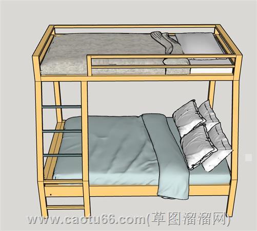 上下铺高低铺床su模型