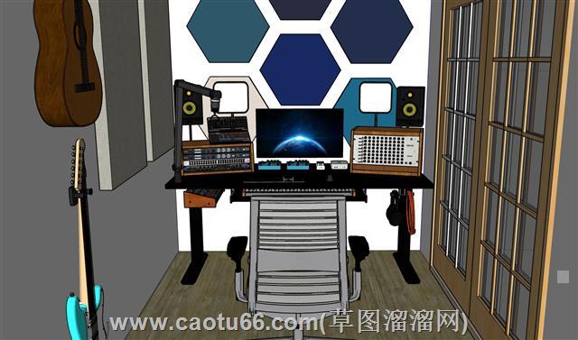 家庭电脑工作室su模型