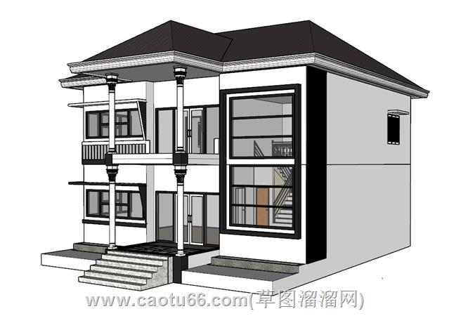简欧独栋别墅su模型