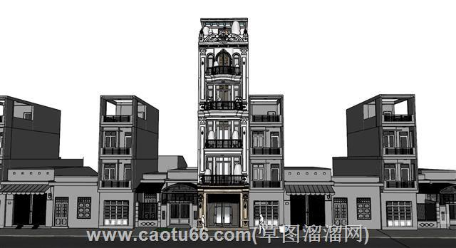临街住宅建筑的su模型