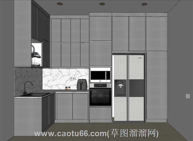 L形厨房橱柜吊厨su模型
