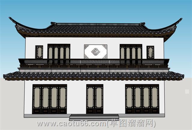 中式仿古别墅民居su模型