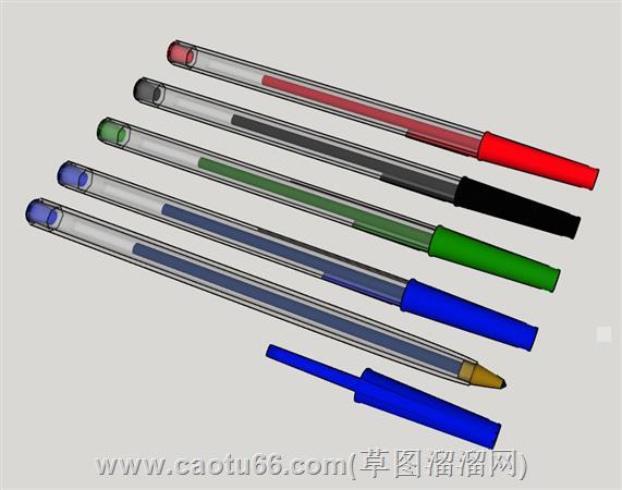 水性笔圆珠笔文具su模型