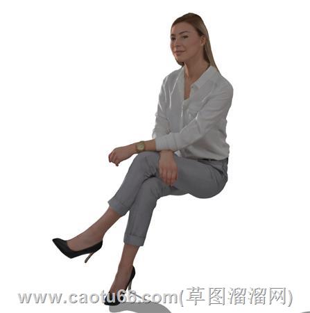 坐姿外国女人su模型