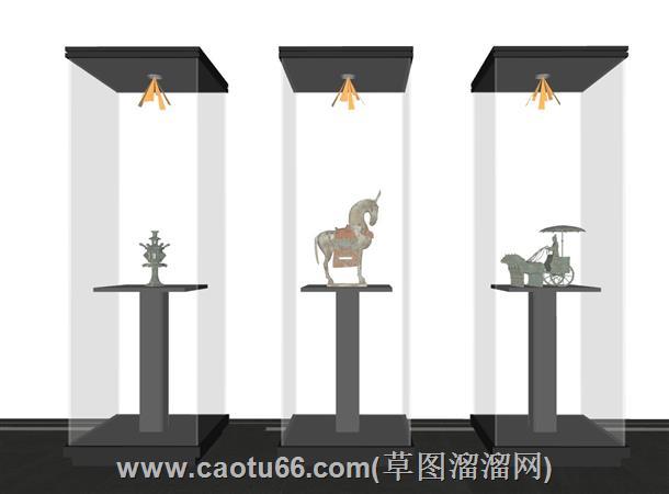博物馆展示柜陈列柜古董su模型