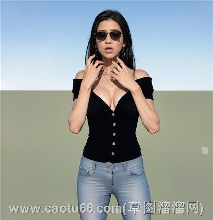 带墨镜美女人物su模型