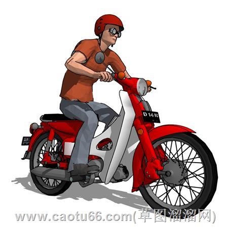 骑摩托男人su模型