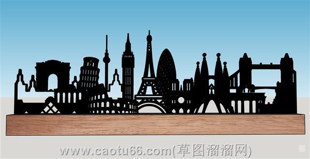 欧洲城市雕塑摆件su模型