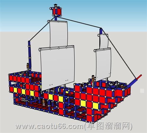 乐高积木玩具船su模型