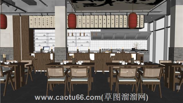面馆餐厅餐饮店后厨商厨su模型