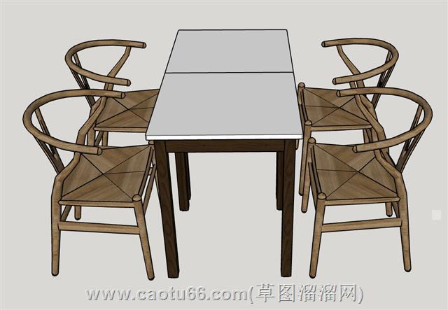 扶手椅餐桌椅su模型