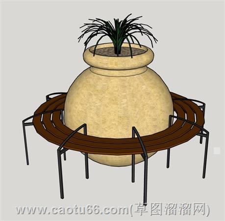 树池花钵su模型