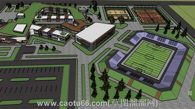学校校园规划su模型