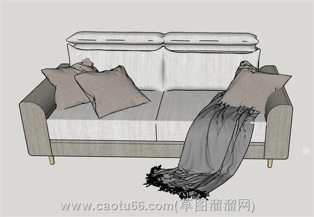 两人座沙发的su模型