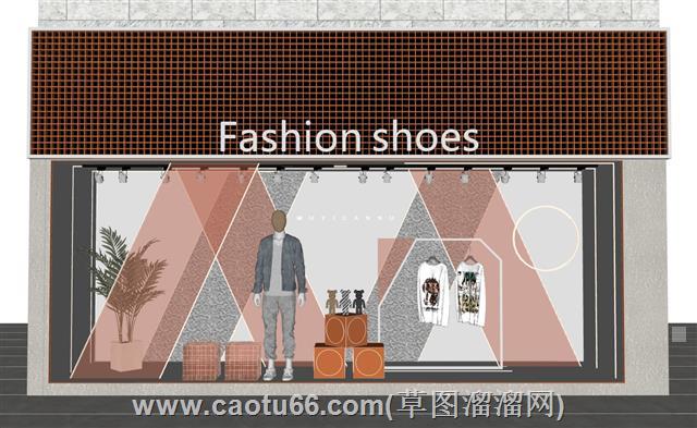 现代服装店橱窗su模型