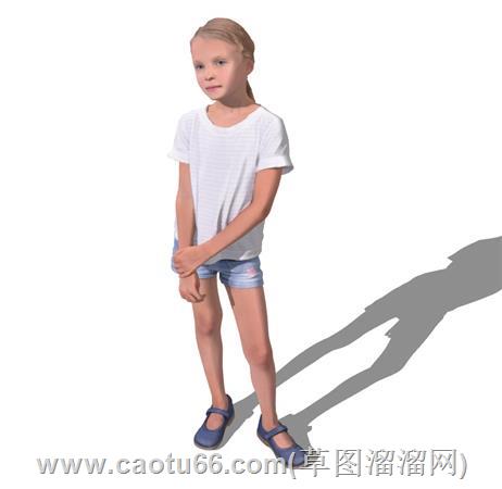 站立的小女孩人物su模型