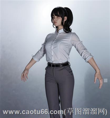 站姿白领女人su模型