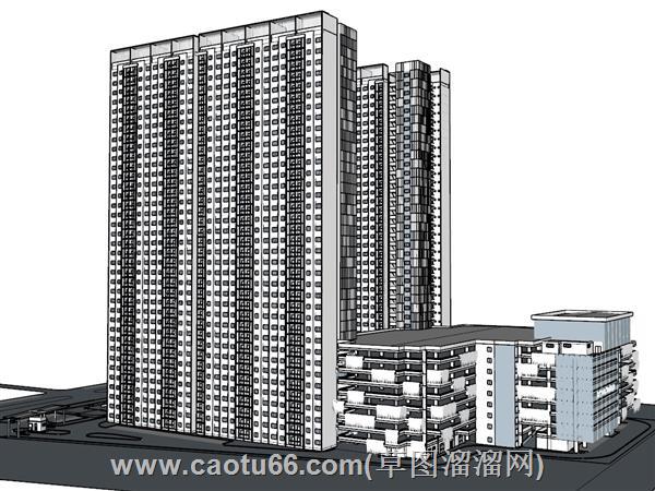 高层小区住宅su模型