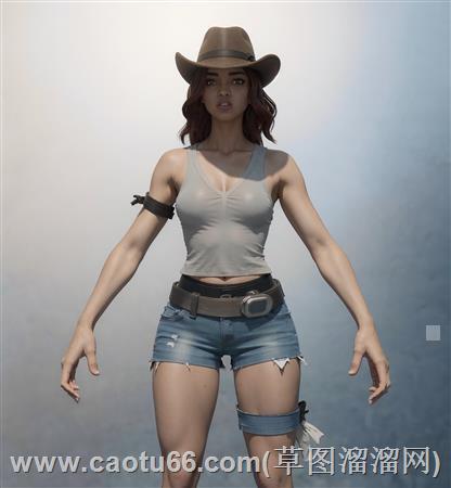 西部女孩人物su模型