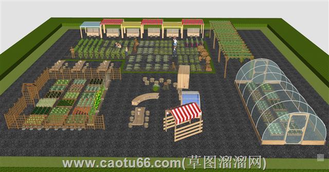 菜园子蔬菜大棚菜地su模型