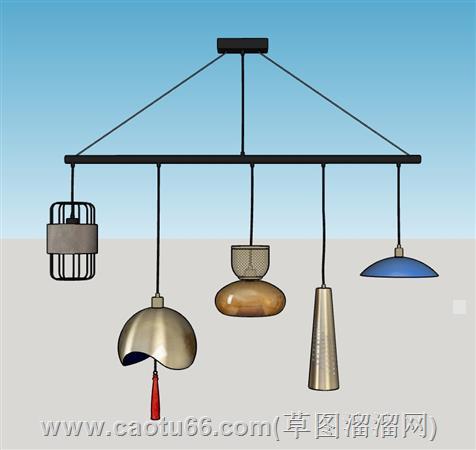 餐馆饭店创意吊灯su模型
