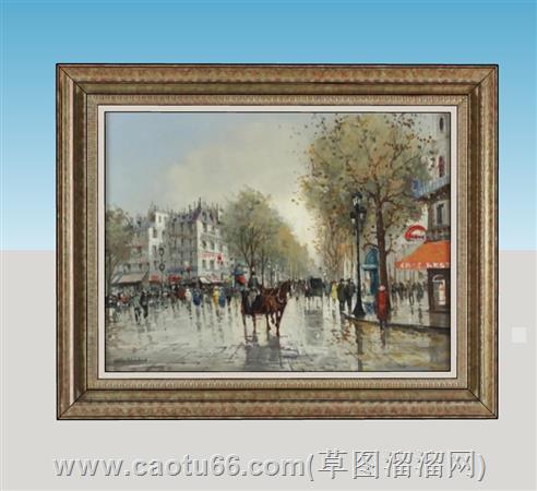 欧式墙饰画挂画框su模型