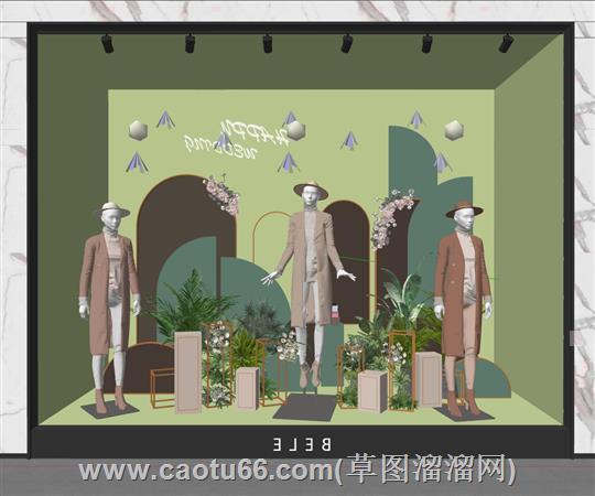 现代橱窗假人模特su模型