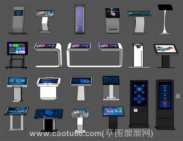 取号机立屏显屏触摸屏一体机导购机su模型