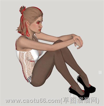 坐姿外国女人的su模型