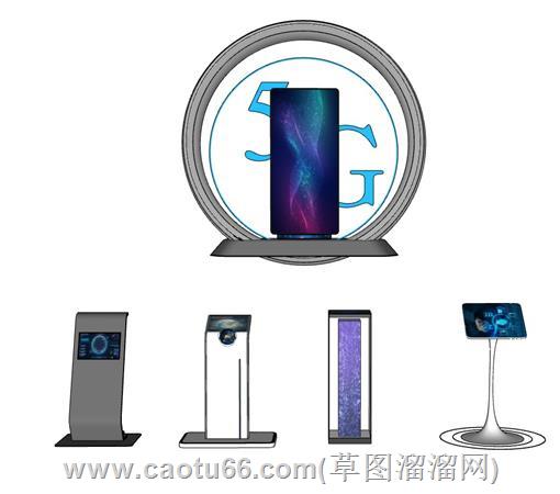 一体机查询机触摸屏su模型