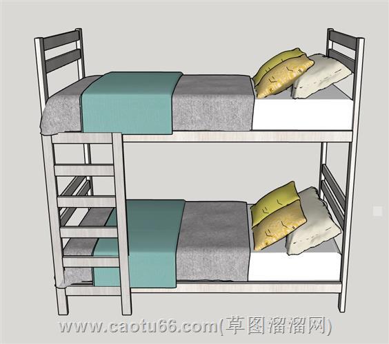高低铺上下铺床su模型