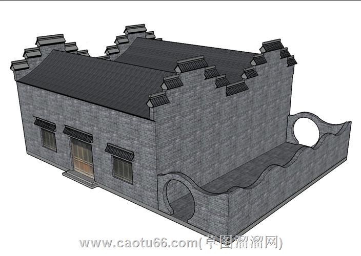 中式徽派民居su模型