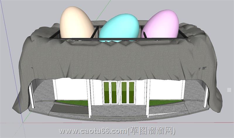 鸡蛋公厕厕所建筑su模型
