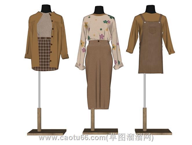 半身模假人服装su模型