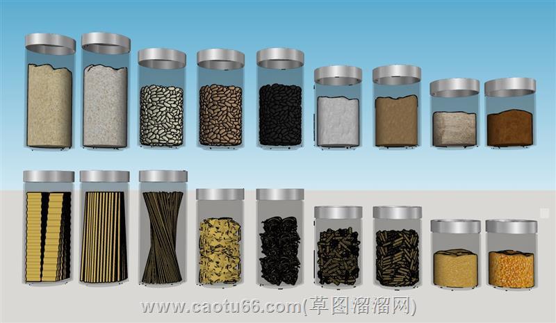 厨房透明储物罐su模型