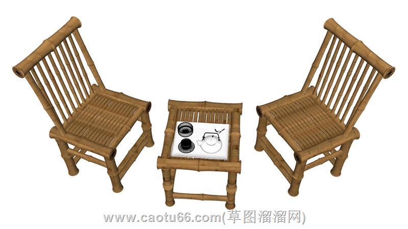 竹凳子椅子su模型
