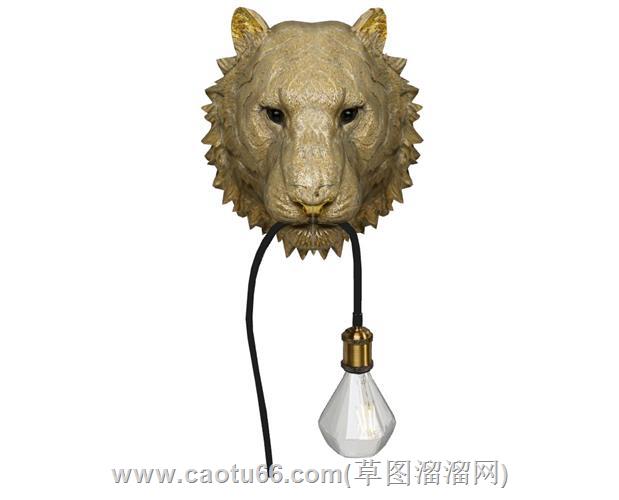动物头老虎头壁灯su模型