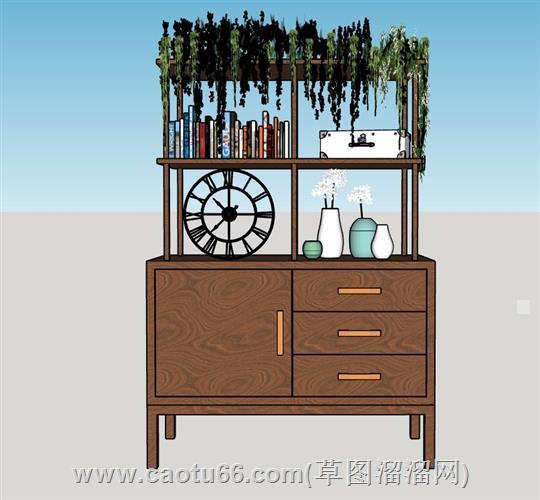 书柜摆件柜su模型