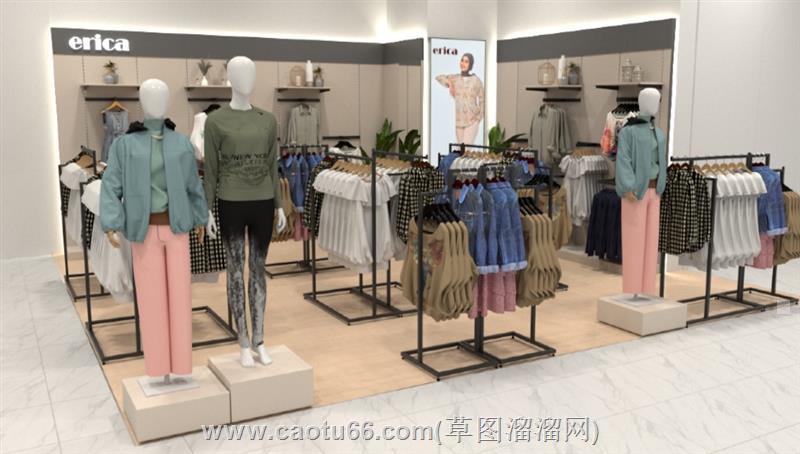 服装店陈列杆假人模特su模型