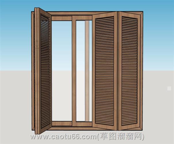木质折叠门百叶门su模型