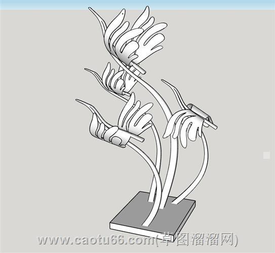 仙鹤抽象雕塑su模型