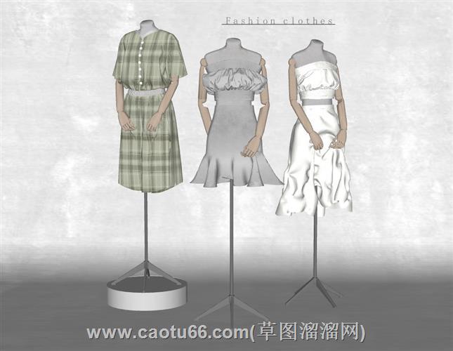 半身模特假人服装su模型