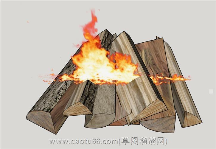 柴火火堆su模型