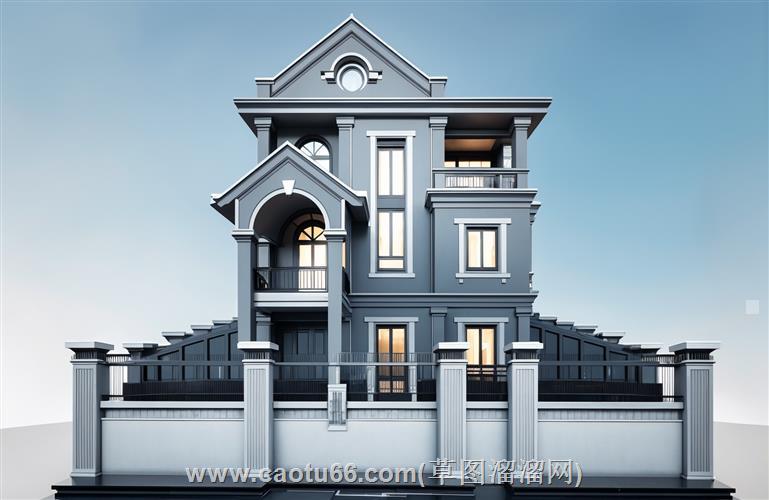 简欧独栋住宅别墅su模型