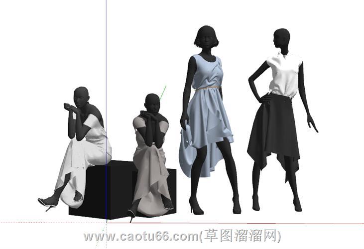 女装假人服装模特su模型