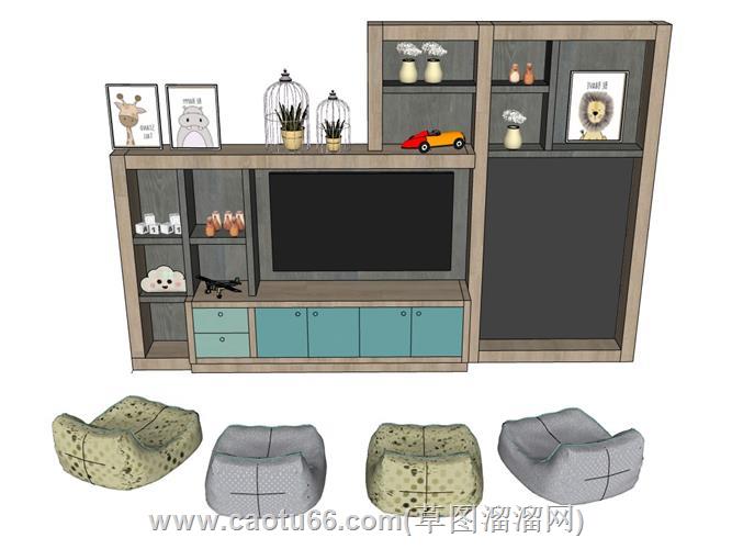 木质电视柜su模型