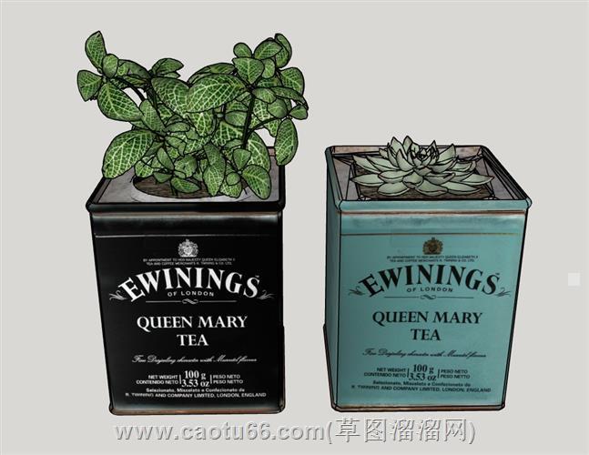 铁盒铁罐植物su模型